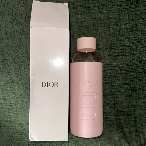 Dior Other - Dior Glass Water Bottle with Light Pink “DIOR” Embossed Protective Covering